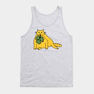 Fat Cat Holding Shamrock for St Patricks Day Tank Top